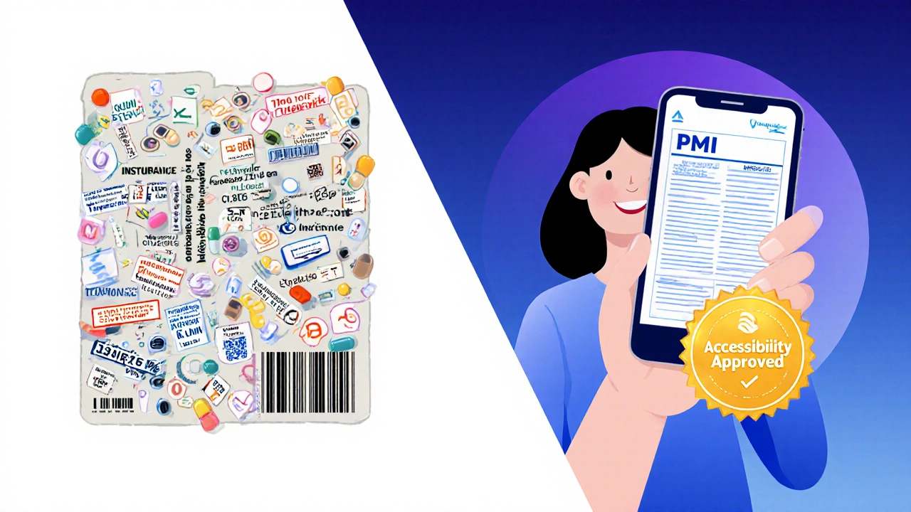 A side-by-side comparison of a confusing old label versus a clean new medication guide.