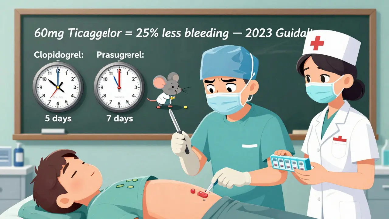 Surgical timers counting down days to stop antiplatelet drugs before surgery.