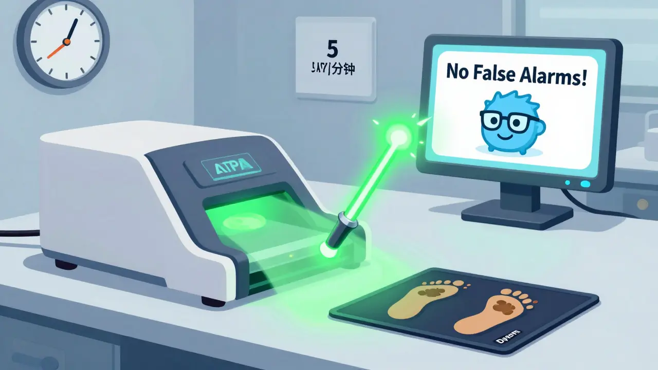 A glowing scanner detects contamination in seconds while old methods fade away.